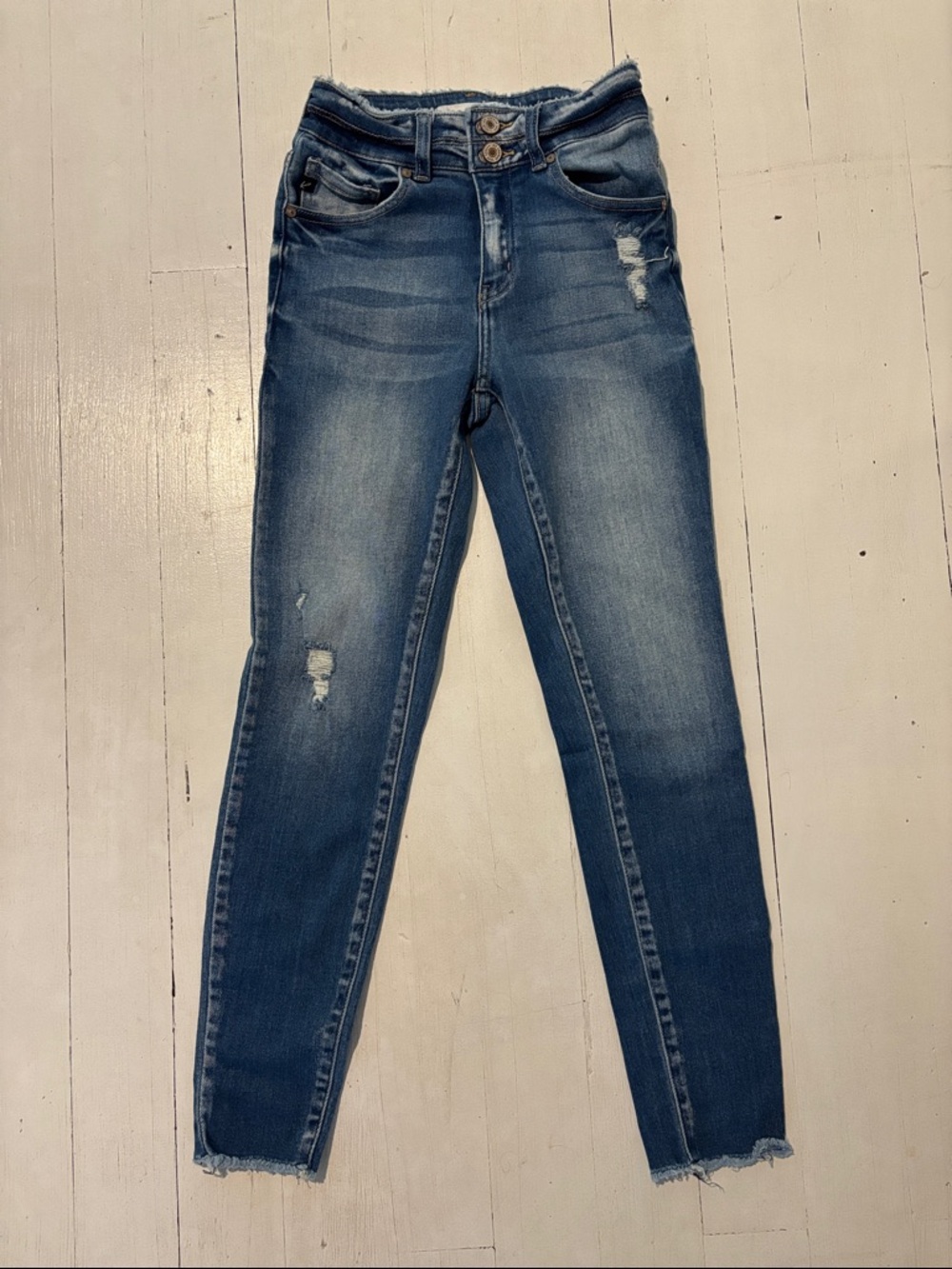 KanCan Medium Blue Distressed High-Rise Skinny Jeans